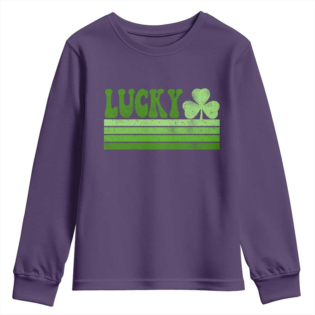 Retro Lucky Youth Sweatshirt St Patricks Day Irish Shamrock