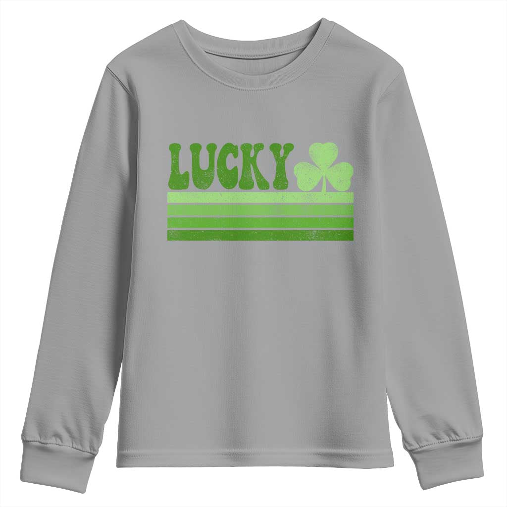 Retro Lucky Youth Sweatshirt St Patricks Day Irish Shamrock
