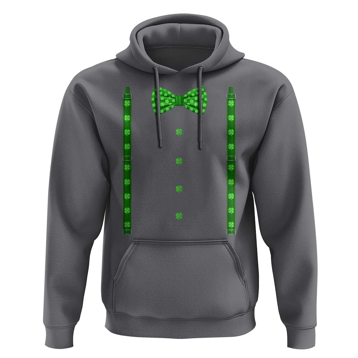 Bow Tie Suspenders St Patricks Day Costume Hoodie Funny Irish Shamrock Clovers