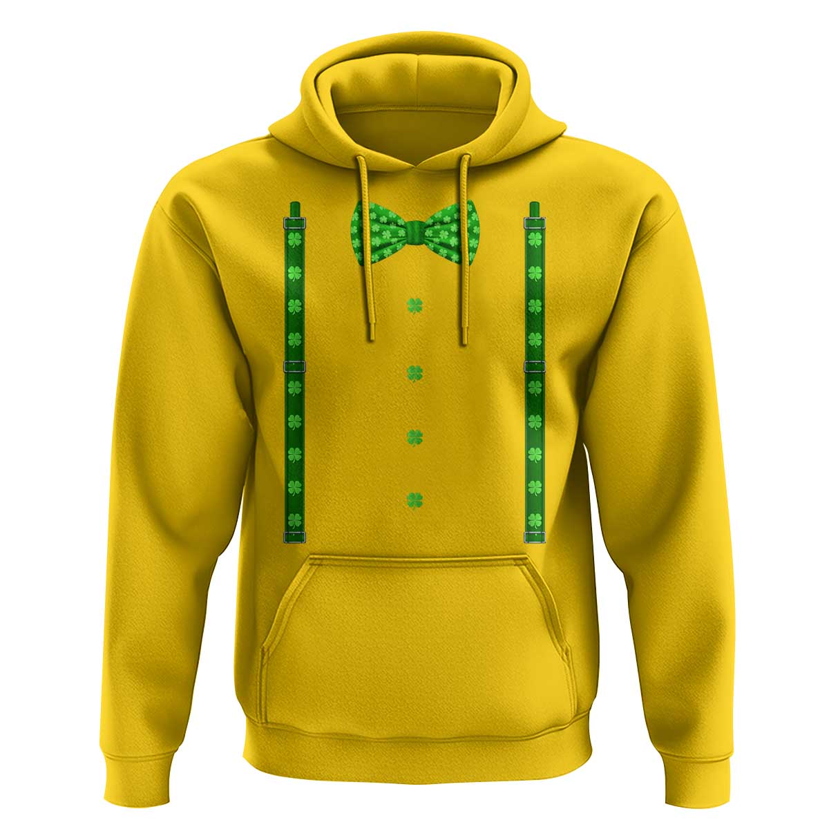 Bow Tie Suspenders St Patricks Day Costume Hoodie Funny Irish Shamrock Clovers