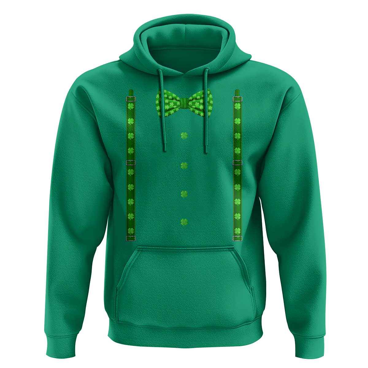 Bow Tie Suspenders St Patricks Day Costume Hoodie Funny Irish Shamrock Clovers