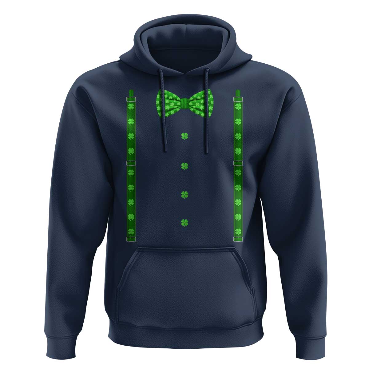 Bow Tie Suspenders St Patricks Day Costume Hoodie Funny Irish Shamrock Clovers