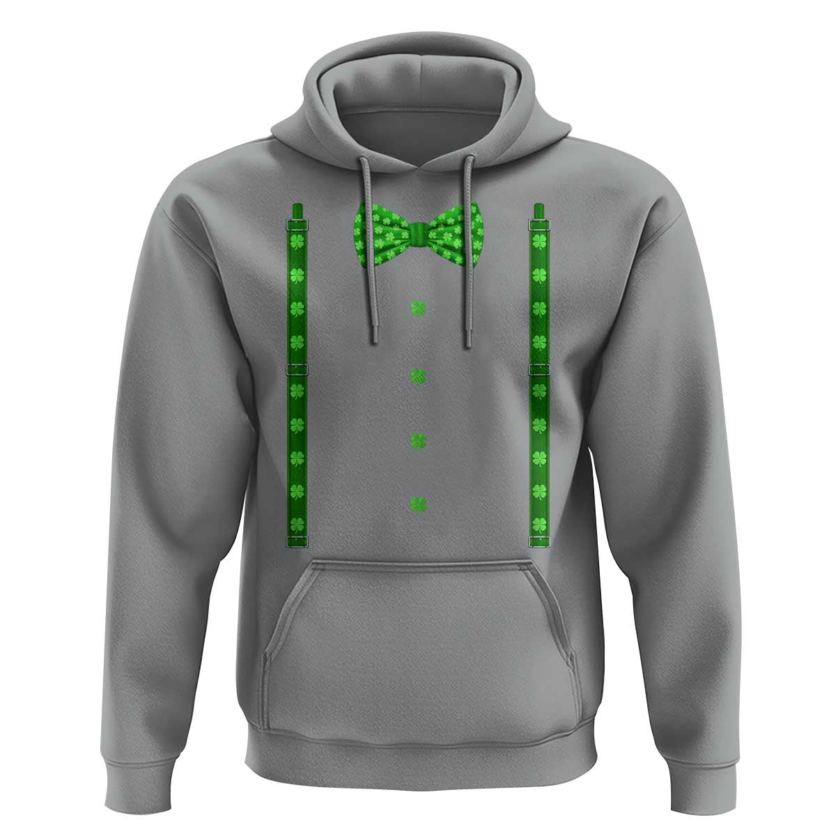 Bow Tie Suspenders St Patricks Day Costume Hoodie Funny Irish Shamrock Clovers