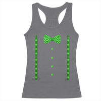 Bow Tie Suspenders St Patricks Day Costume Racerback Tank Top Funny Irish Shamrock Clovers