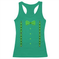 Bow Tie Suspenders St Patricks Day Costume Racerback Tank Top Funny Irish Shamrock Clovers