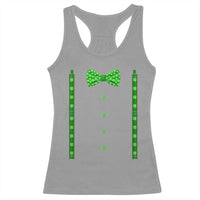 Bow Tie Suspenders St Patricks Day Costume Racerback Tank Top Funny Irish Shamrock Clovers