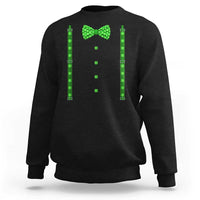 Bow Tie Suspenders St Patricks Day Costume Sweatshirt Funny Irish Shamrock Clovers