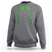 Bow Tie Suspenders St Patricks Day Costume Sweatshirt Funny Irish Shamrock Clovers