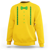 Bow Tie Suspenders St Patricks Day Costume Sweatshirt Funny Irish Shamrock Clovers
