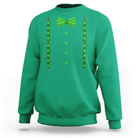 Bow Tie Suspenders St Patricks Day Costume Sweatshirt Funny Irish Shamrock Clovers
