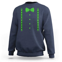 Bow Tie Suspenders St Patricks Day Costume Sweatshirt Funny Irish Shamrock Clovers