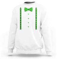 Bow Tie Suspenders St Patricks Day Costume Sweatshirt Funny Irish Shamrock Clovers