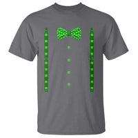 Bow Tie Suspenders St Patricks Day Costume T Shirt Funny Irish Shamrock Clovers