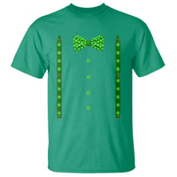 Bow Tie Suspenders St Patricks Day Costume T Shirt Funny Irish Shamrock Clovers