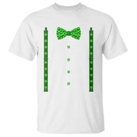 Bow Tie Suspenders St Patricks Day Costume T Shirt Funny Irish Shamrock Clovers