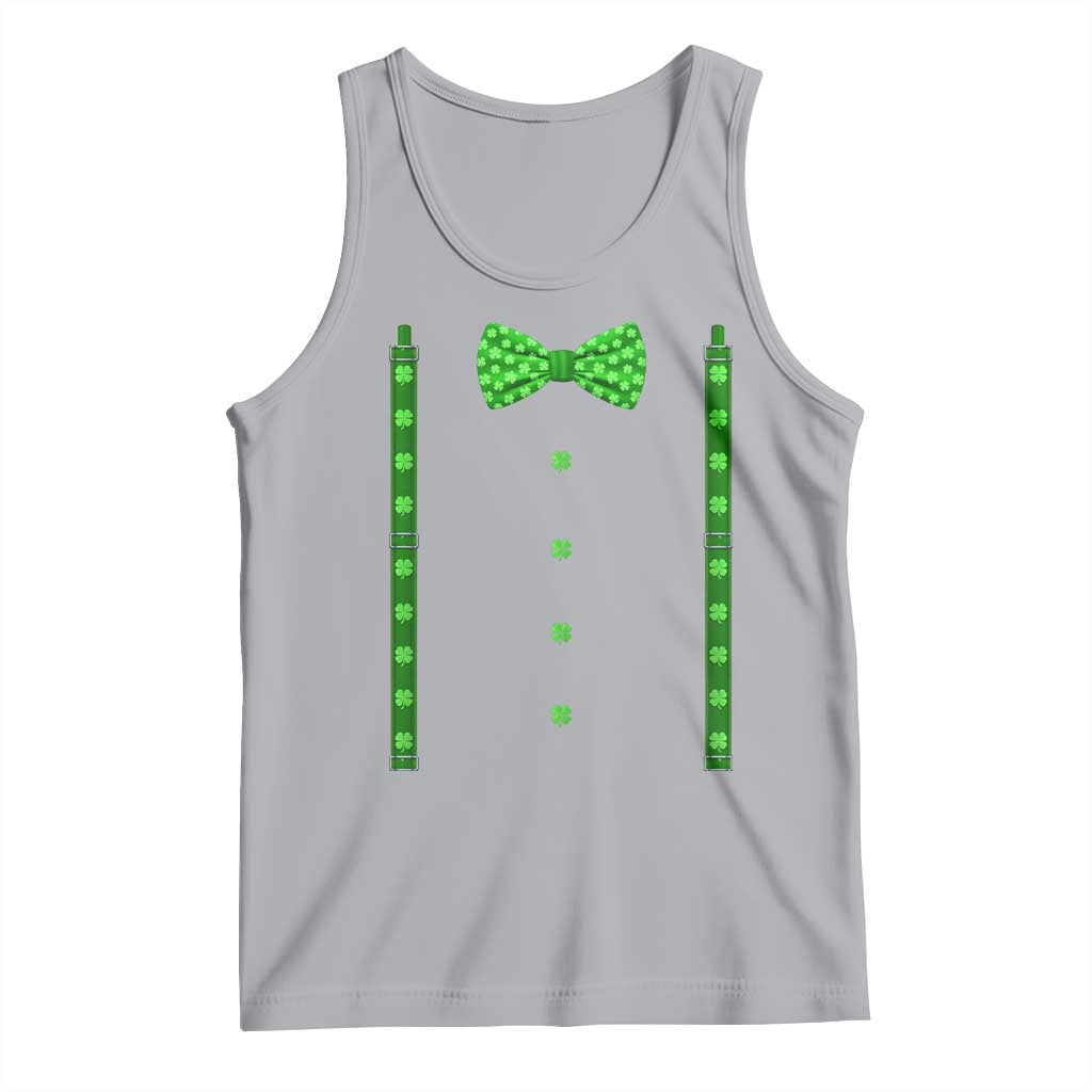 Bow Tie Suspenders St Patricks Day Costume Tank Top Funny Irish Shamrock Clovers