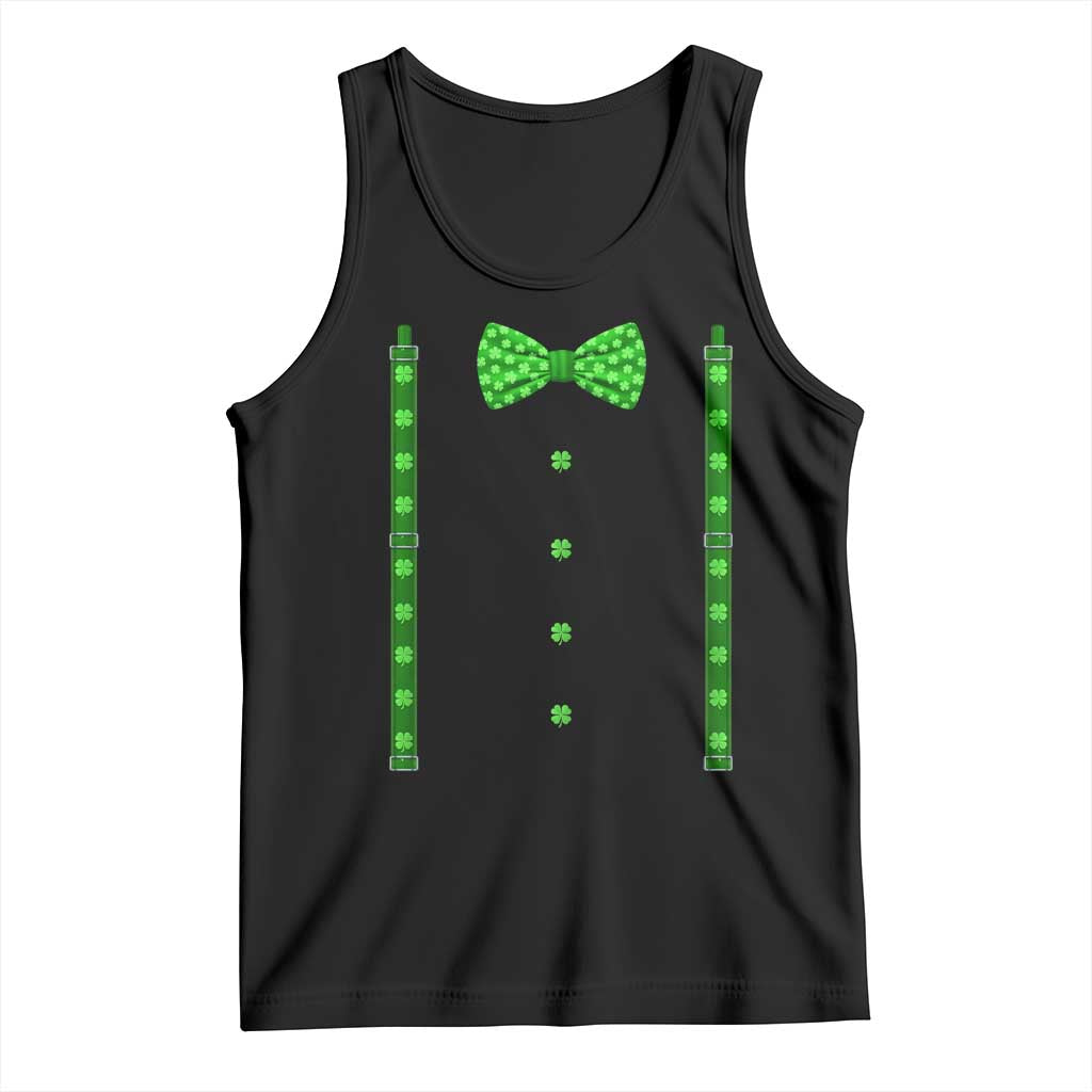Bow Tie Suspenders St Patricks Day Costume Tank Top Funny Irish Shamrock Clovers