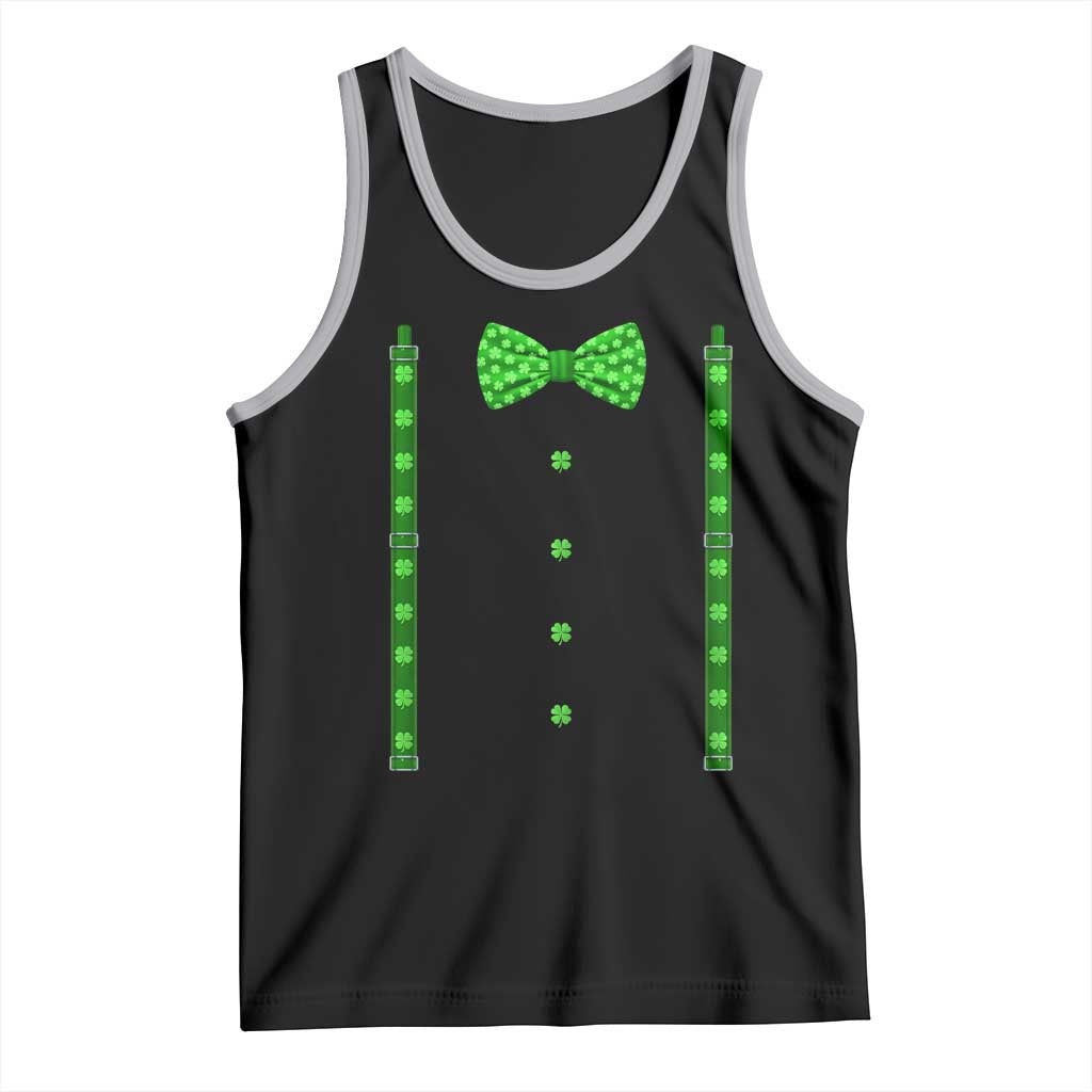 Bow Tie Suspenders St Patricks Day Costume Tank Top Funny Irish Shamrock Clovers