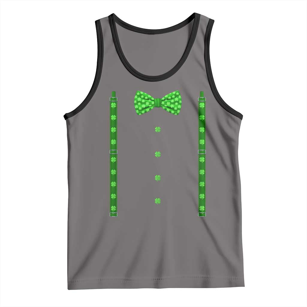Bow Tie Suspenders St Patricks Day Costume Tank Top Funny Irish Shamrock Clovers