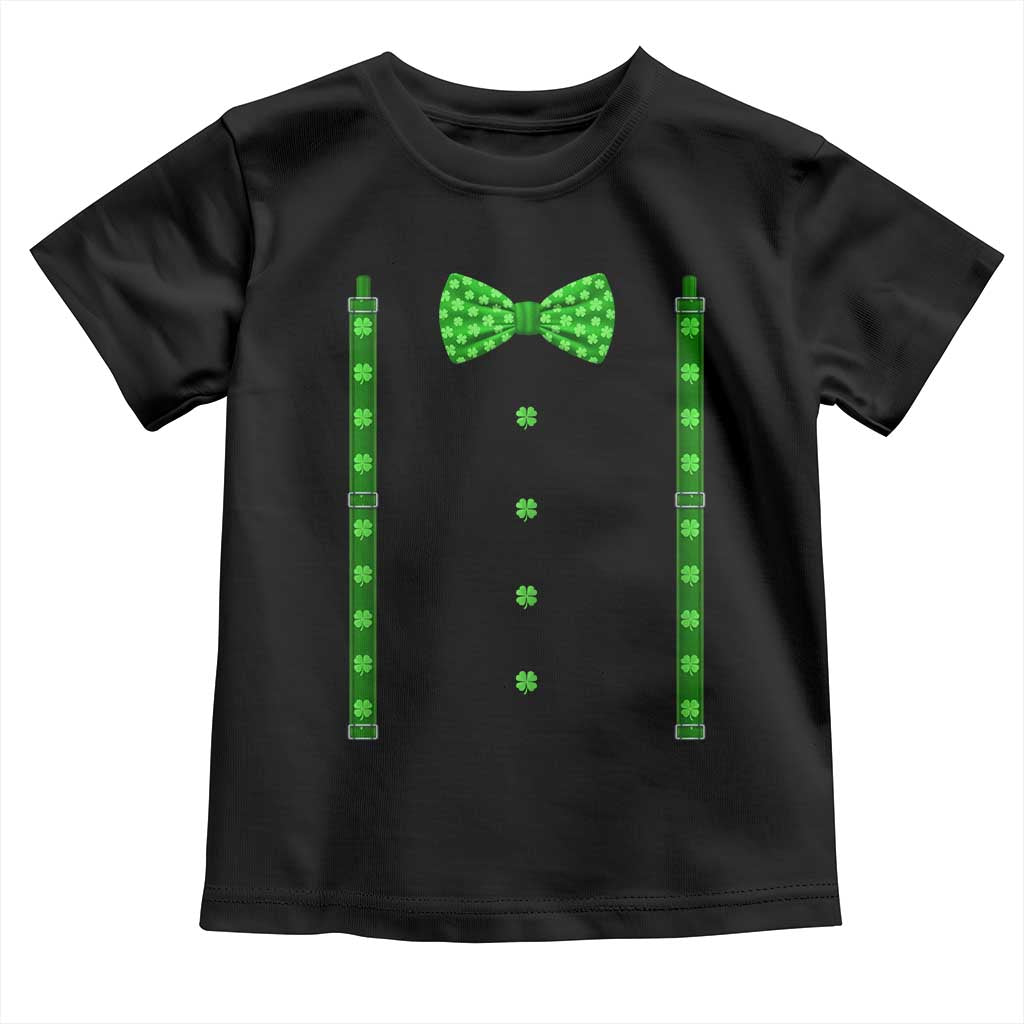 Bow Tie Suspenders St Patricks Day Costume Toddler T Shirt Funny Irish Shamrock Clovers