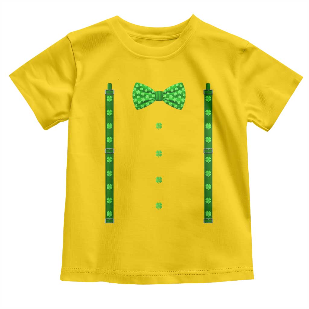 Bow Tie Suspenders St Patricks Day Costume Toddler T Shirt Funny Irish Shamrock Clovers
