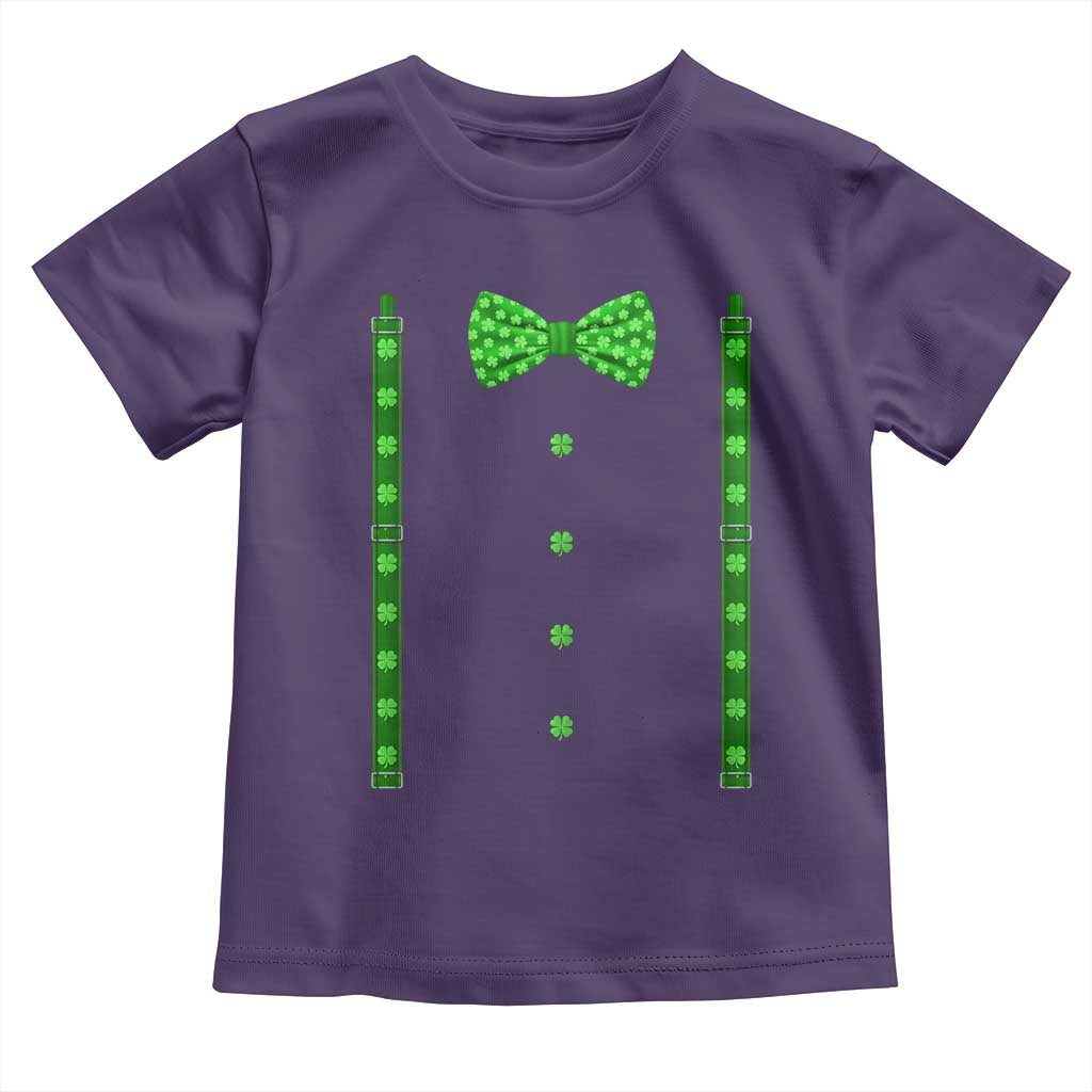 Bow Tie Suspenders St Patricks Day Costume Toddler T Shirt Funny Irish Shamrock Clovers