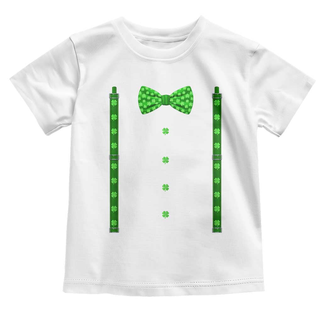 Bow Tie Suspenders St Patricks Day Costume Toddler T Shirt Funny Irish Shamrock Clovers