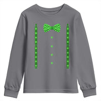 Bow Tie Suspenders St Patricks Day Costume Youth Sweatshirt Funny Irish Shamrock Clovers