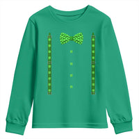 Bow Tie Suspenders St Patricks Day Costume Youth Sweatshirt Funny Irish Shamrock Clovers
