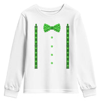 Bow Tie Suspenders St Patricks Day Costume Youth Sweatshirt Funny Irish Shamrock Clovers