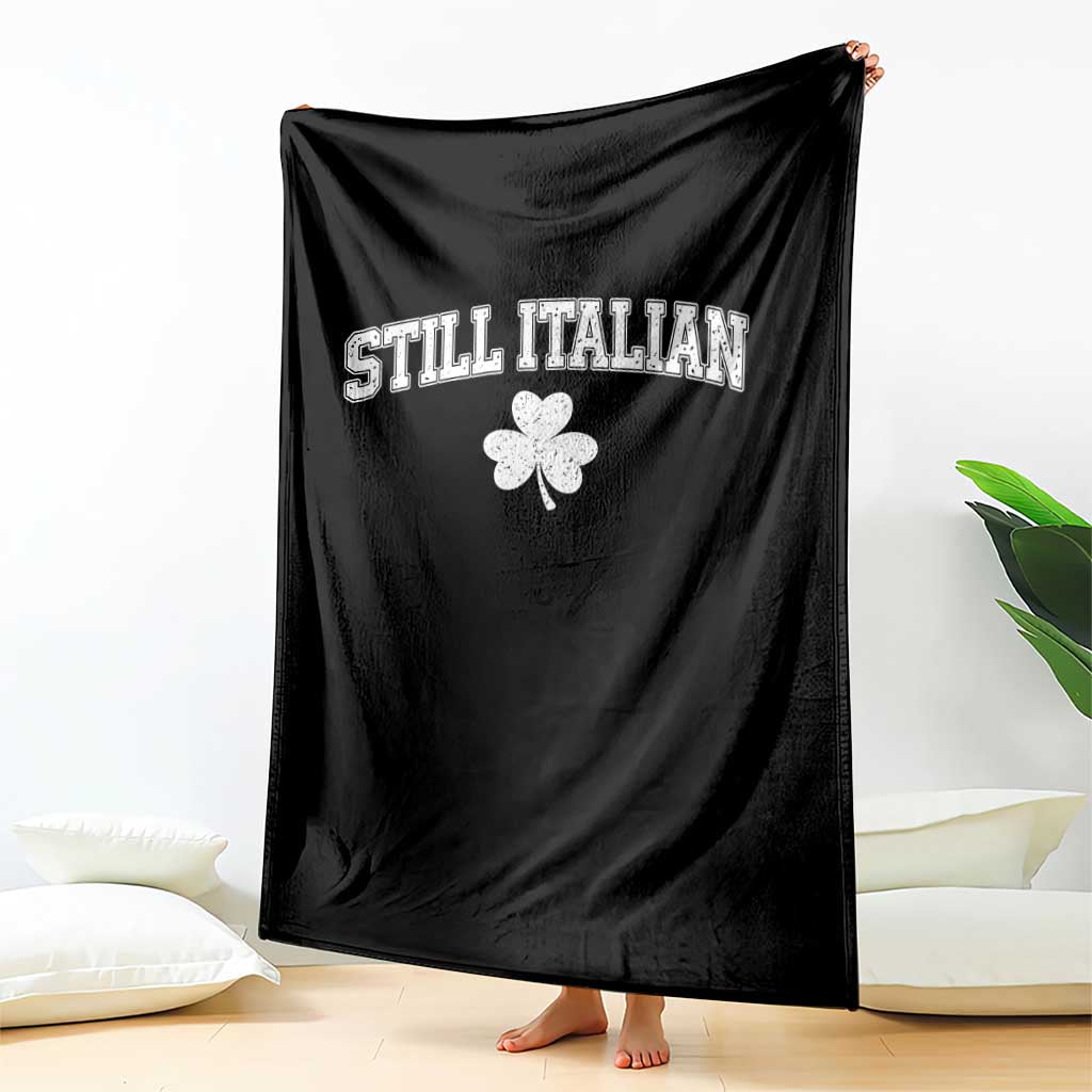 St Patricks Day Italian Throw Blanket Funny Retro Varsity Sporty Style Shamrock