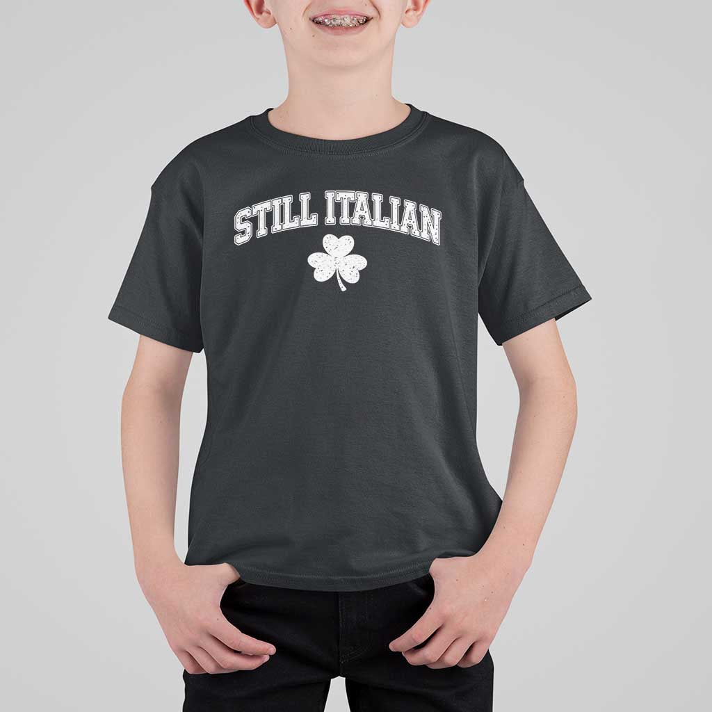 St Patricks Day Italian T Shirt For Kid Funny Retro Varsity Sporty Style Shamrock
