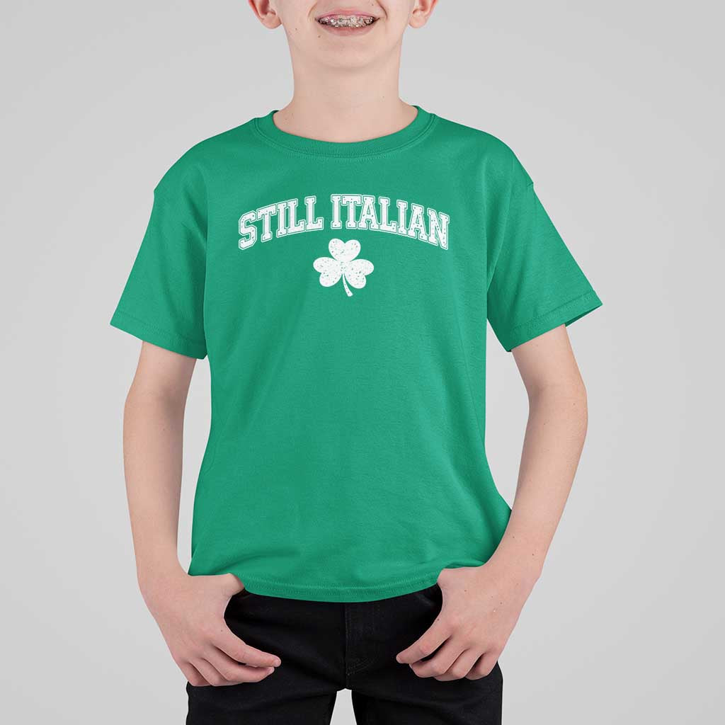 St Patricks Day Italian T Shirt For Kid Funny Retro Varsity Sporty Style Shamrock