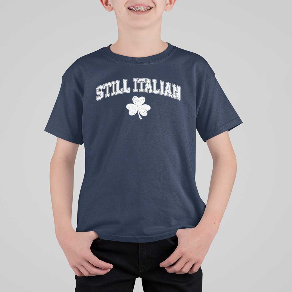 St Patricks Day Italian T Shirt For Kid Funny Retro Varsity Sporty Style Shamrock
