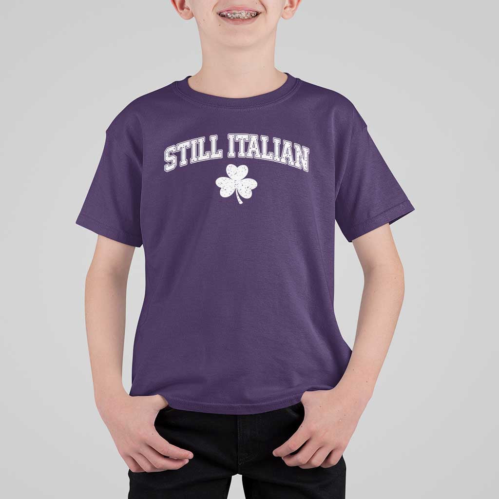 St Patricks Day Italian T Shirt For Kid Funny Retro Varsity Sporty Style Shamrock