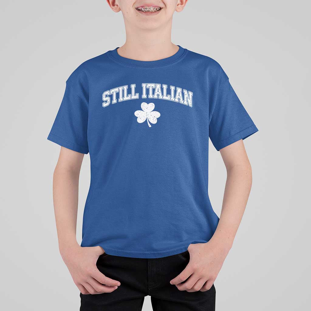 St Patricks Day Italian T Shirt For Kid Funny Retro Varsity Sporty Style Shamrock