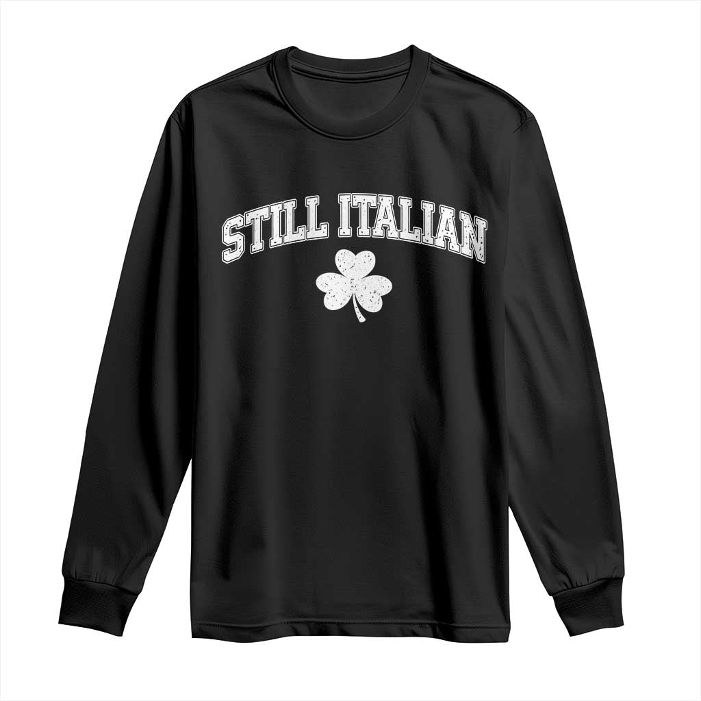 St Patricks Day Italian Long Sleeve Shirt Funny Retro Varsity Sporty Style Shamrock