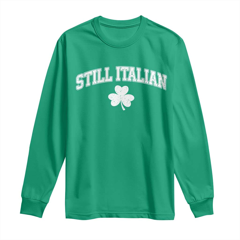 St Patricks Day Italian Long Sleeve Shirt Funny Retro Varsity Sporty Style Shamrock