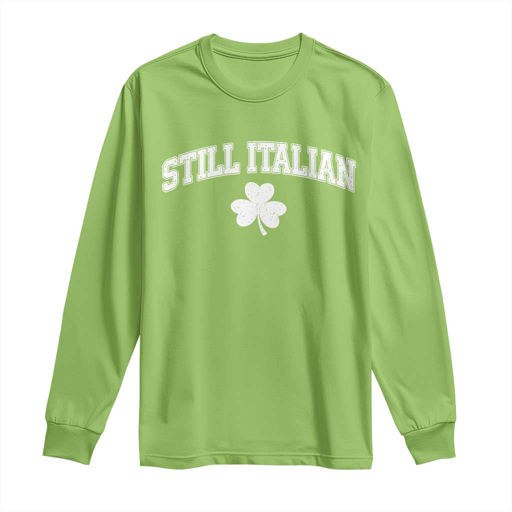 St Patricks Day Italian Long Sleeve Shirt Funny Retro Varsity Sporty Style Shamrock