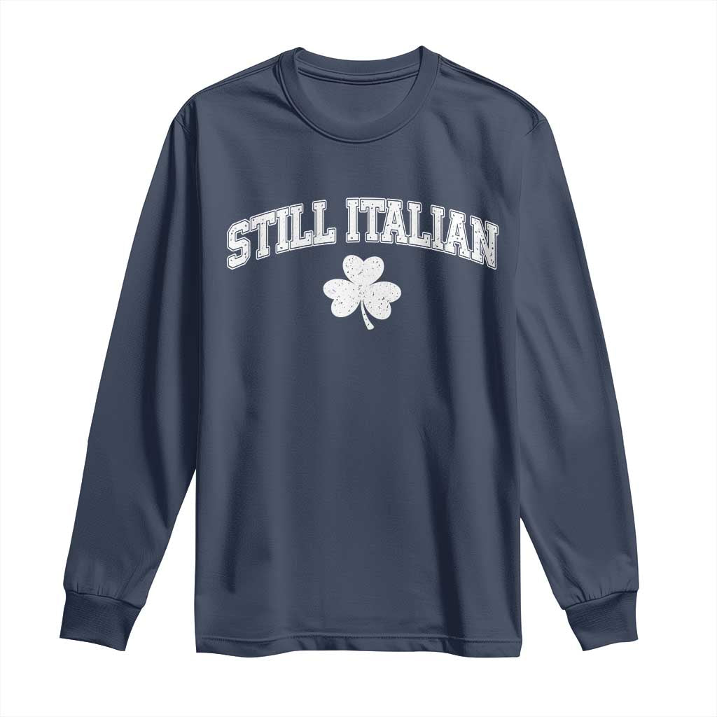 St Patricks Day Italian Long Sleeve Shirt Funny Retro Varsity Sporty Style Shamrock