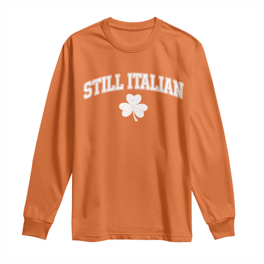 St Patricks Day Italian Long Sleeve Shirt Funny Retro Varsity Sporty Style Shamrock