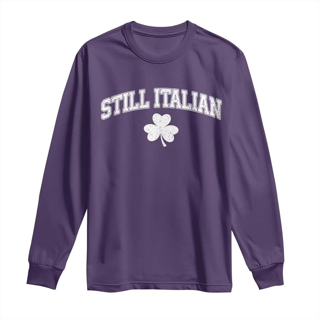 St Patricks Day Italian Long Sleeve Shirt Funny Retro Varsity Sporty Style Shamrock