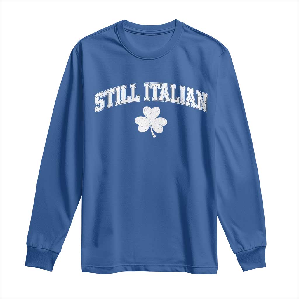 St Patricks Day Italian Long Sleeve Shirt Funny Retro Varsity Sporty Style Shamrock