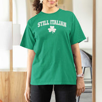 St Patricks Day Italian T Shirt For Women Funny Retro Varsity Sporty Style Shamrock