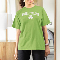 St Patricks Day Italian T Shirt For Women Funny Retro Varsity Sporty Style Shamrock