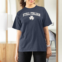 St Patricks Day Italian T Shirt For Women Funny Retro Varsity Sporty Style Shamrock
