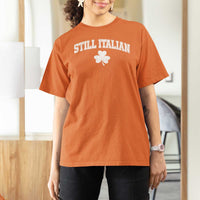 St Patricks Day Italian T Shirt For Women Funny Retro Varsity Sporty Style Shamrock