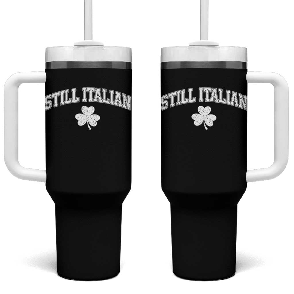 St Patricks Day Italian Tumbler With Handle Funny Retro Varsity Sporty Style Shamrock