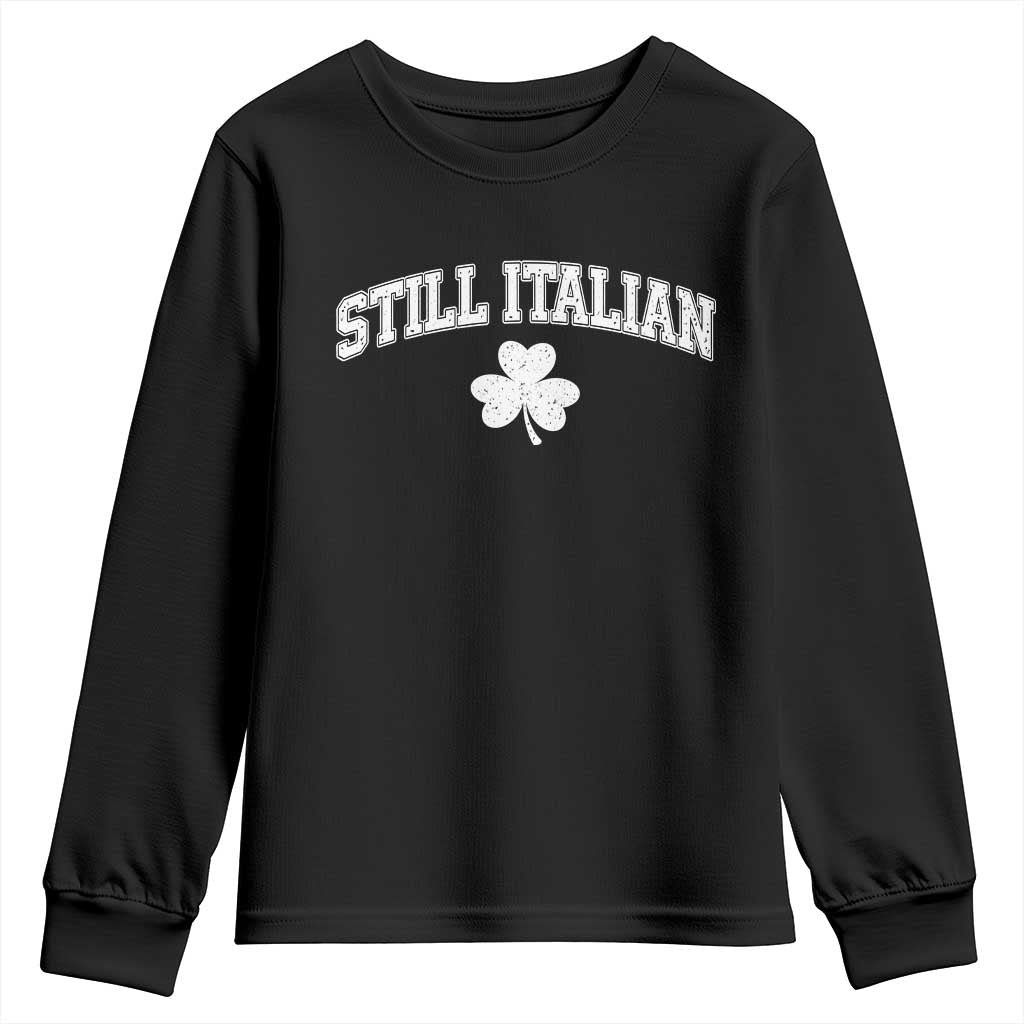 St Patricks Day Italian Youth Sweatshirt Funny Retro Varsity Sporty Style Shamrock