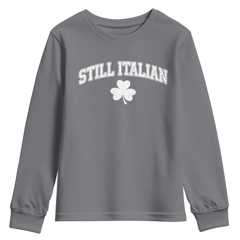St Patricks Day Italian Youth Sweatshirt Funny Retro Varsity Sporty Style Shamrock